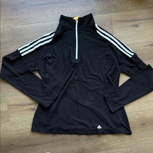 Adidas Golf Black Quarter Zip Top with White Stripes ! Xl